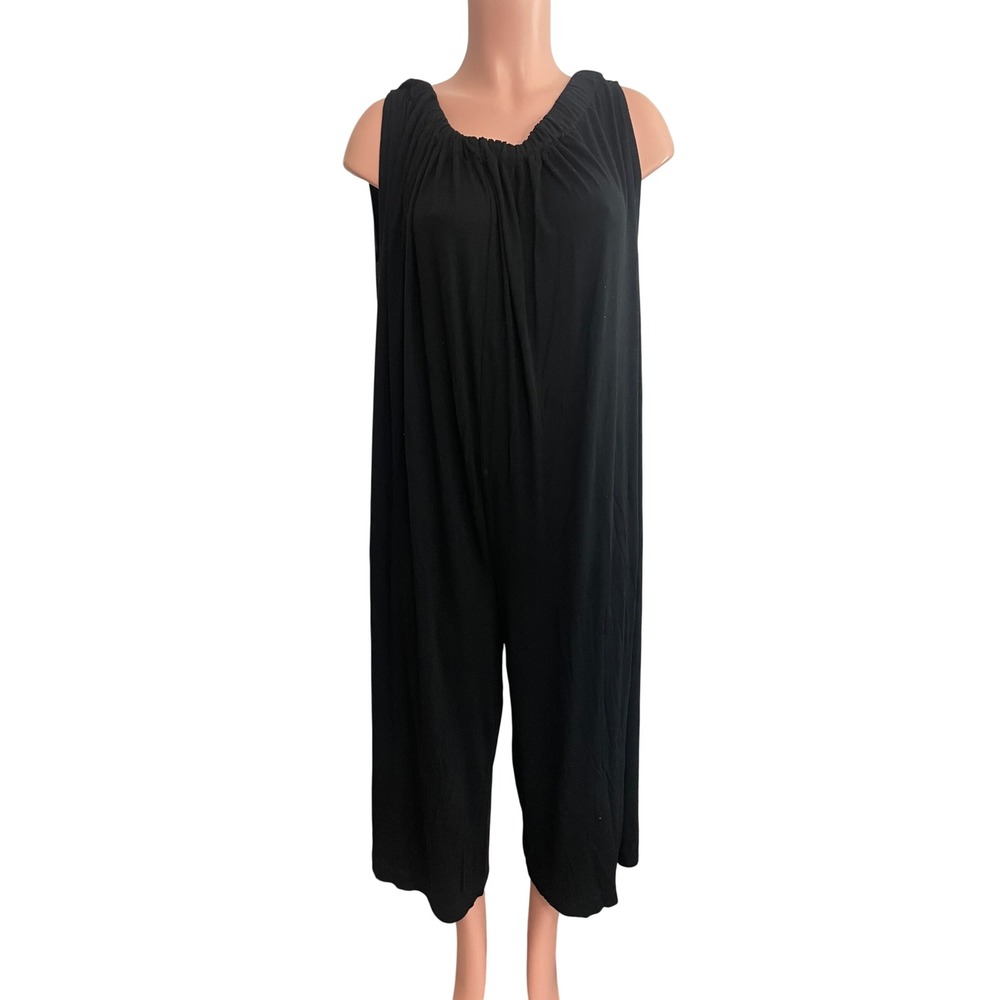 Free People FP Beach Black Rayon Wide Leg Jumpsuit Large Beach Cover UP OB672100